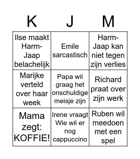 Meinders Bingo Card