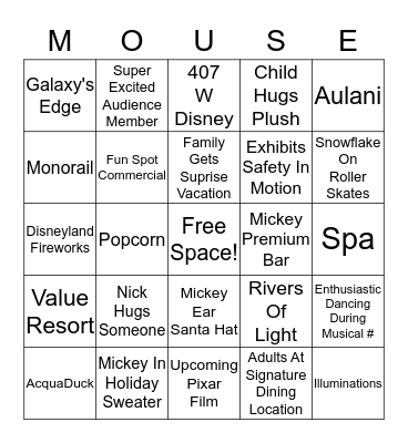 Christmas Parade Bingo Card
