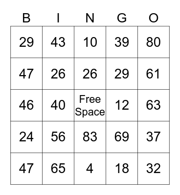 Europa Hotel - Xmas Bingo Card