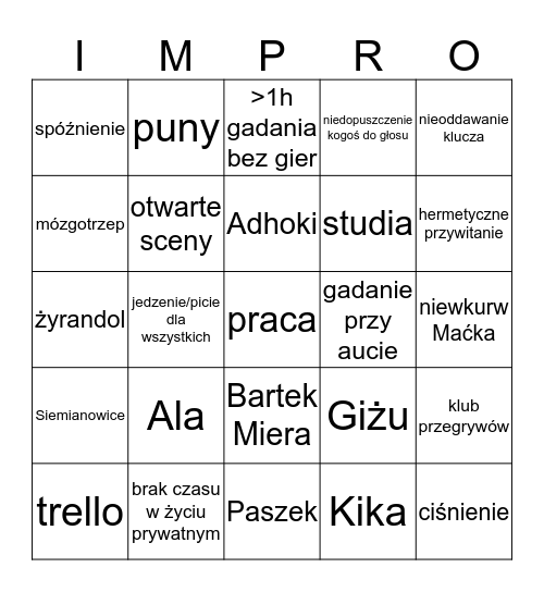 robIM BIngo Card