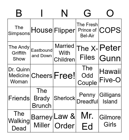 TV Theme Songs Bingo Card