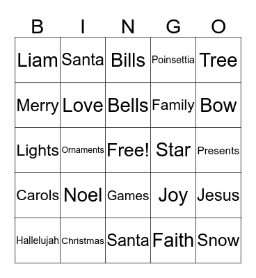 Cambronero Christmas Bingo Card