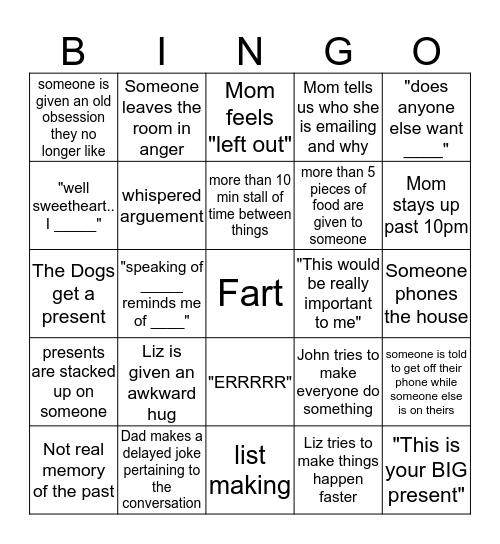 Christmas 2017 Bingo! Bingo Card