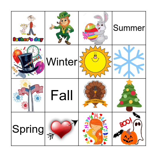 Holidays & Seasons Bingo Card