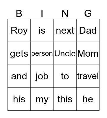 pp. 4-7 Bingo Card