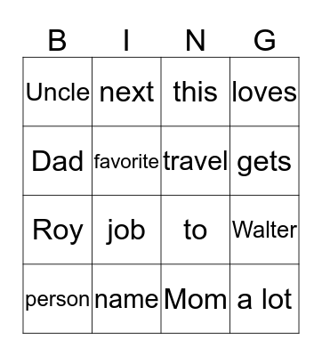 pp. 4-7 Bingo Card