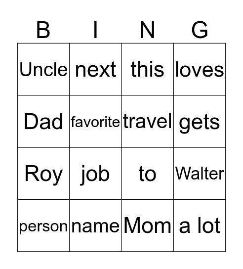 pp. 4-7 Bingo Card