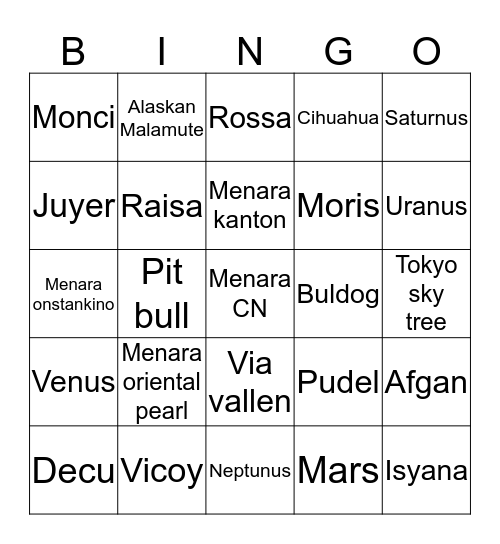 VICOY MANIEZ Bingo Card