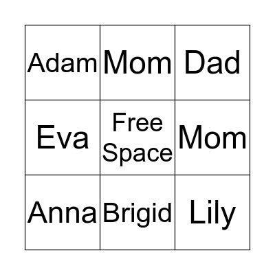 Christmas Gift Bingo Card