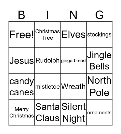 Chirstmas Bingo Card