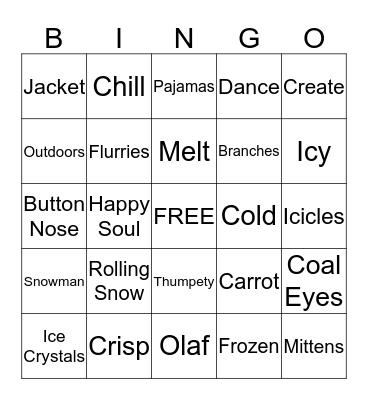 Snowman Bingo Card