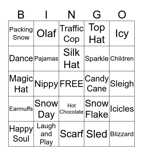 Snowman Bingo Card