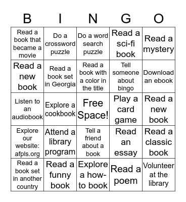 ROSWELL LIBRARY BOOK BINGO! Bingo Card
