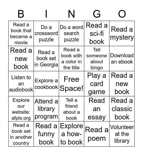 ROSWELL LIBRARY BOOK BINGO! Bingo Card