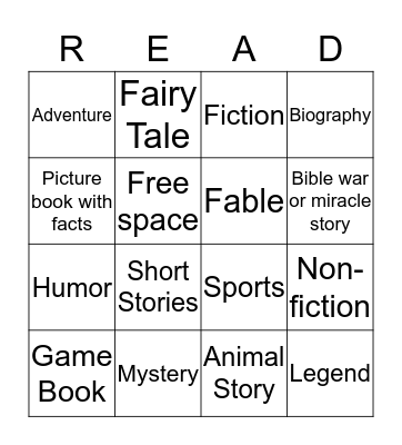 The Books I Have Read Bingo Card