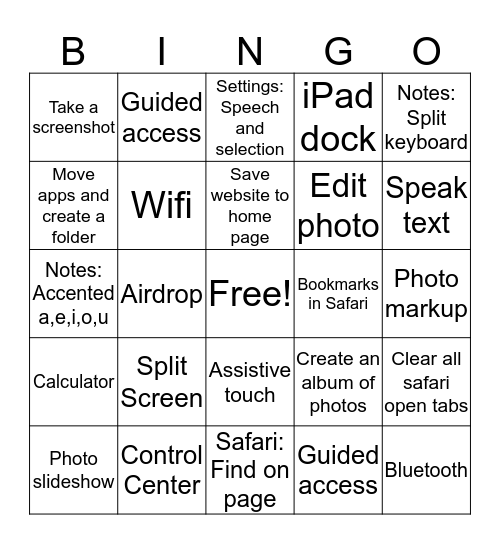 iPad Introduction Bingo Card