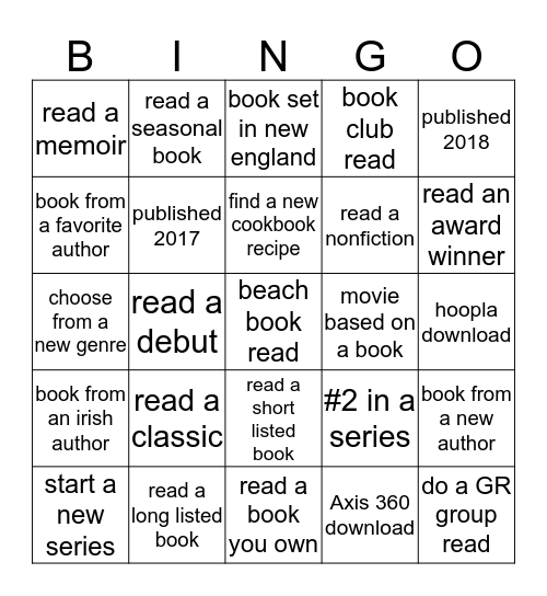 book bingo Card