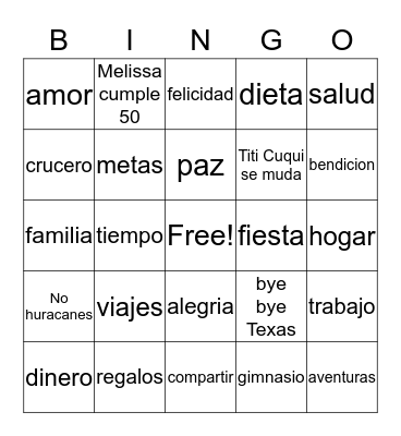 Feliz 2018 Bingo Card