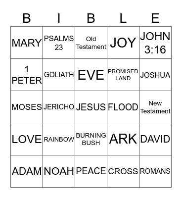 BIBLE BINGO Card