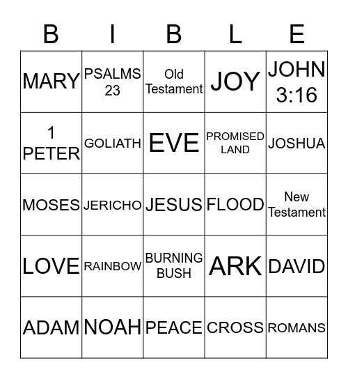 BIBLE BINGO Card