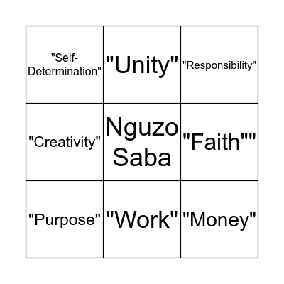 KWANZAA BINGO Card