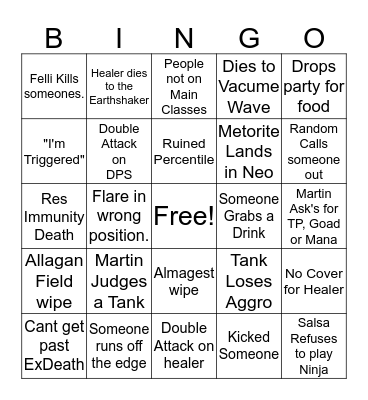 V4S TRAP PARTY Bingo Card