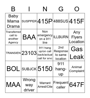 Dispatch Bingo Card