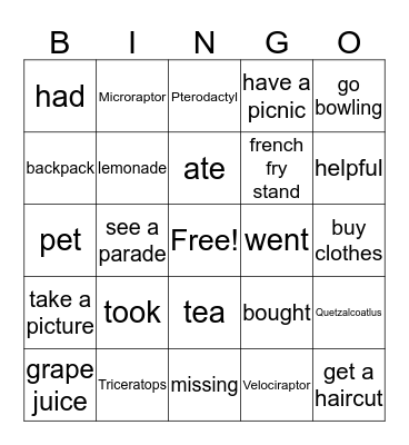 Chapter 5 Bingo Card
