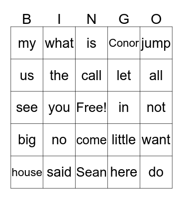 Purple and Yellow Words Bingo Card
