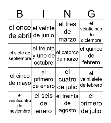 El Dia de los Reyes Magos Bingo Card