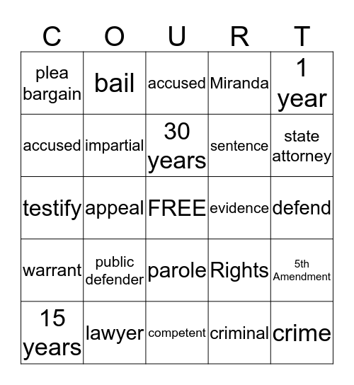 Competency Bingo Card