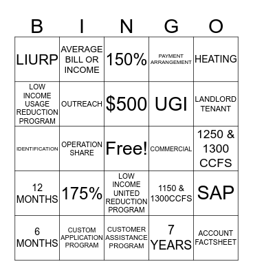 CUSTOMER OUTREACH Bingo Card