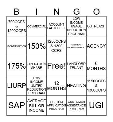 CUSTOMER OUTREACH Bingo Card
