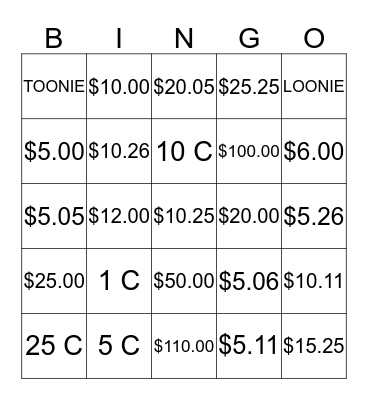 Money BINGO :D Bingo Card