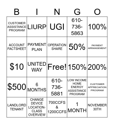 CUSTOMER OUTREACH Bingo Card