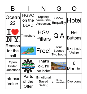HGV BINGO Card