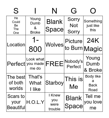 Kat through the years Bingo Card