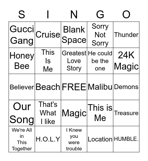 Kat through the years Bingo Card