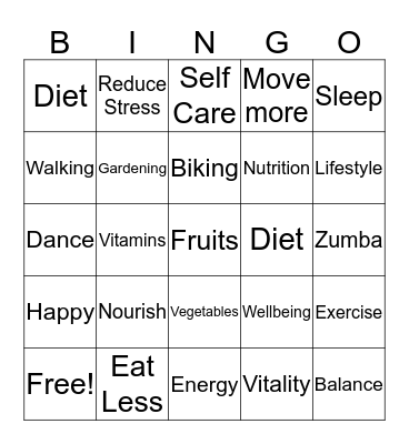 Wellness Bingo Card