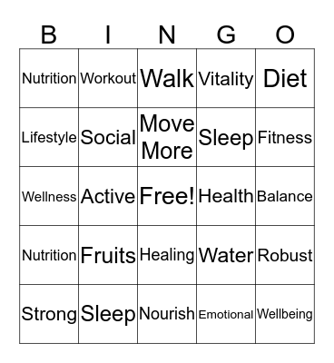 Wellness Bino Bingo Card