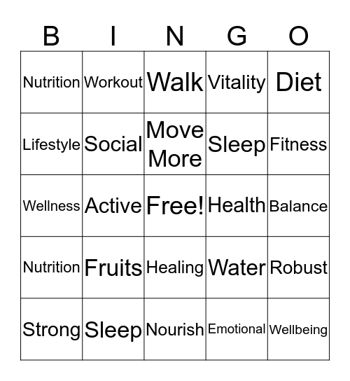 Wellness Bino Bingo Card