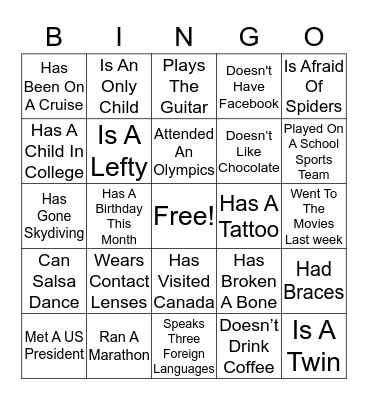 MATCH ME! Find a fellow team member that completed the description below.  When you get bingo, you will be entered to win a PRIZE! Bingo Card