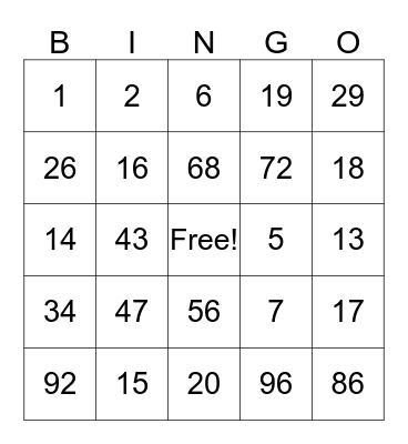 NEW YEARS FUN Bingo Card