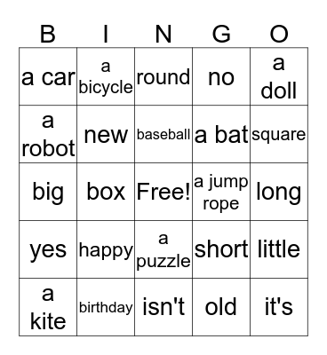 LG1 U5 Bingo Card