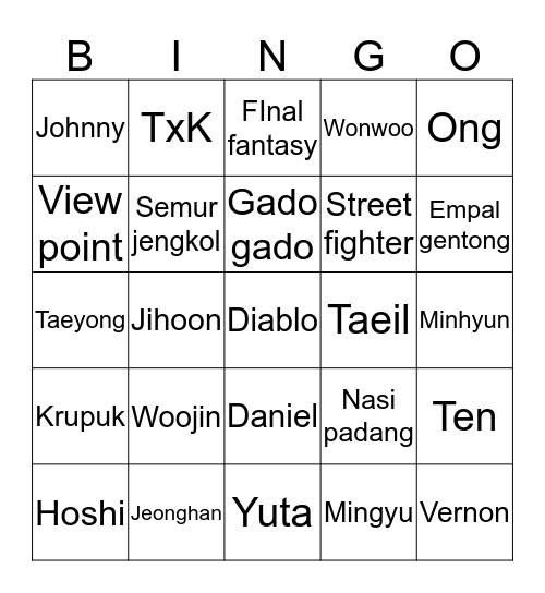 GEA Bingo Card