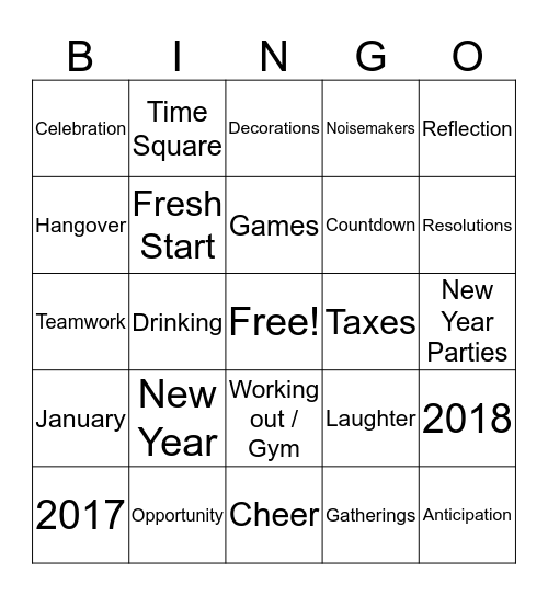 New Year  Bingo Card