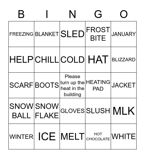 January Bingo Card