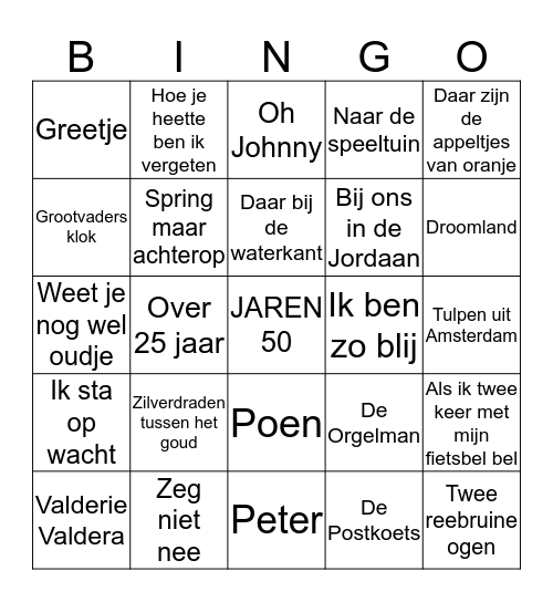 MUZIEK  Bingo Card