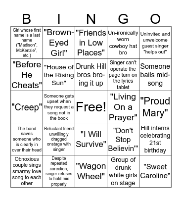 Harikaraoke Bingo Card