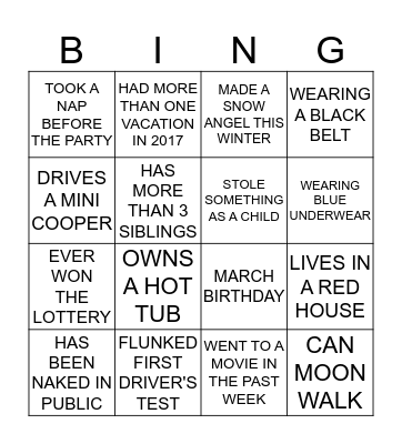 NEW YEAR'S BINGO Card